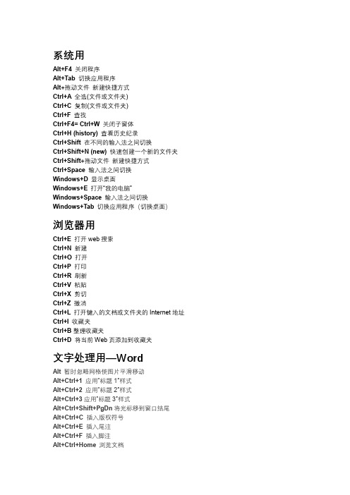 windows word excel快捷键大全
