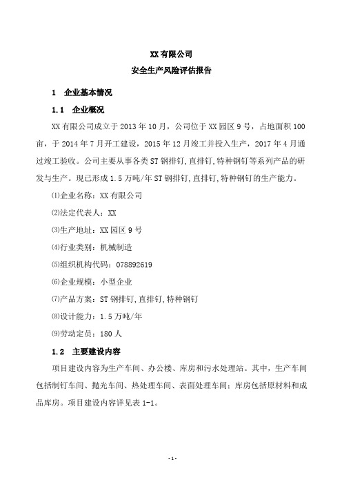 安全生产风险评估报告
