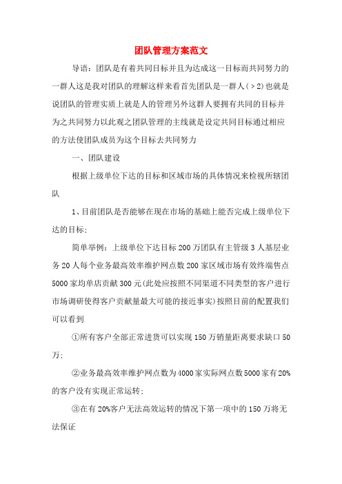 团队管理方案范文