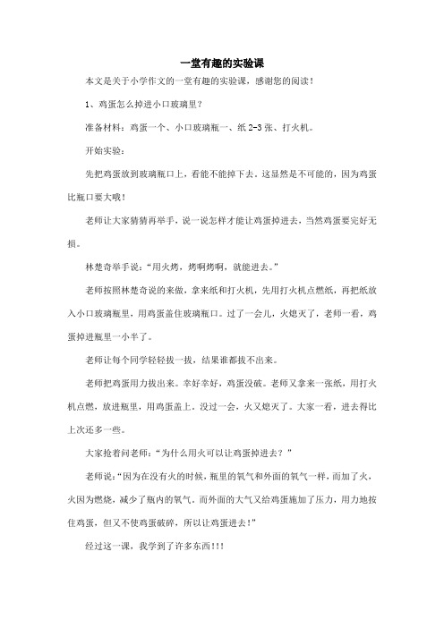 一堂有趣的实验课_小学作文