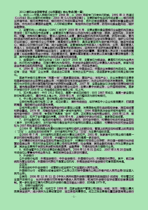 2012年银行业《公共基础》核心考点