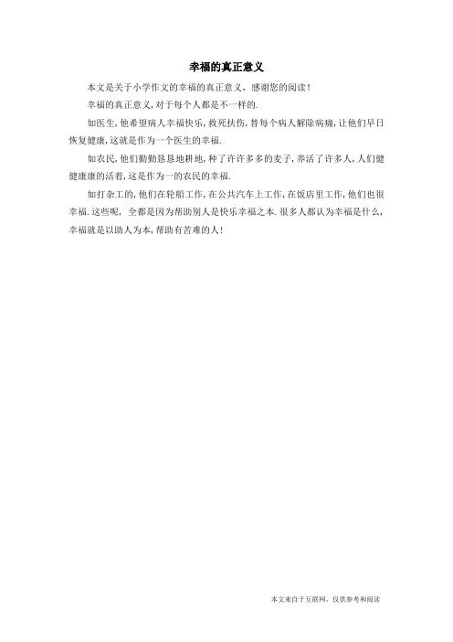 幸福的真正意义_小学作文