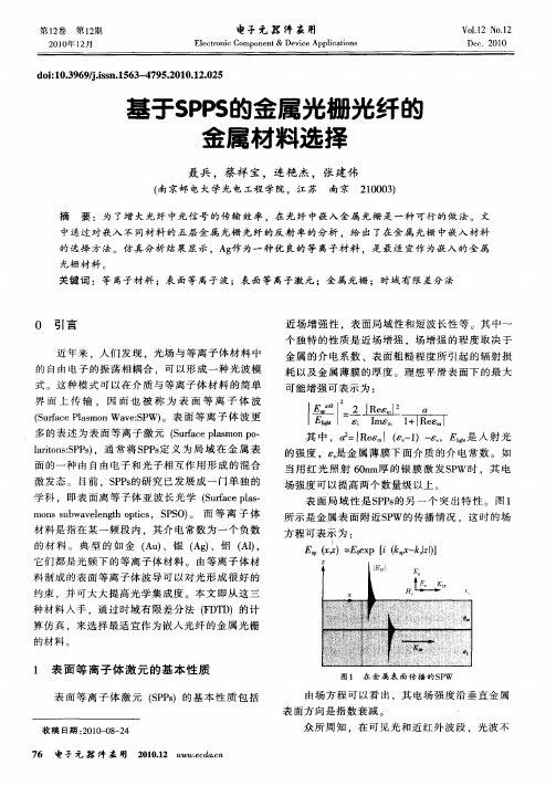 基于SPPS的金属光栅光纤的金属材料选择
