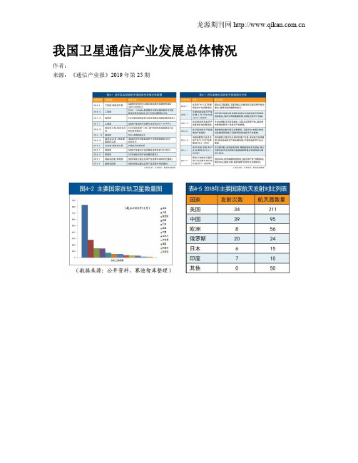 我国卫星通信产业发展总体情况