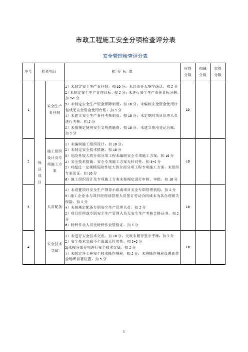 安全文明施工检查标准评分表