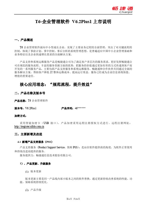 T6-企业管理软件V6 2Plus1上市说明