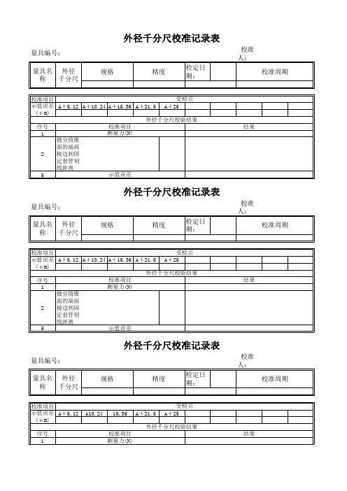 千分尺校准记录表格