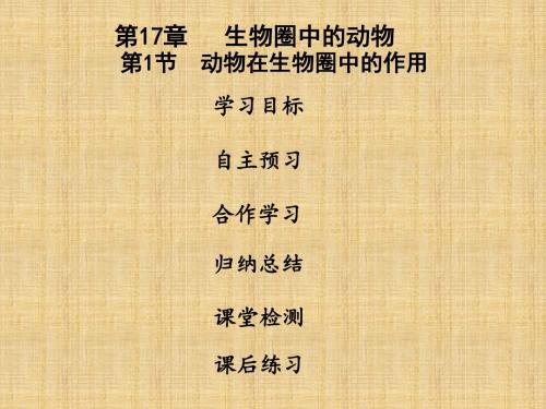 初中八年级生物上册第五单元第17章第1节动物在生物圈中的作用名师优质课件新版北师大版