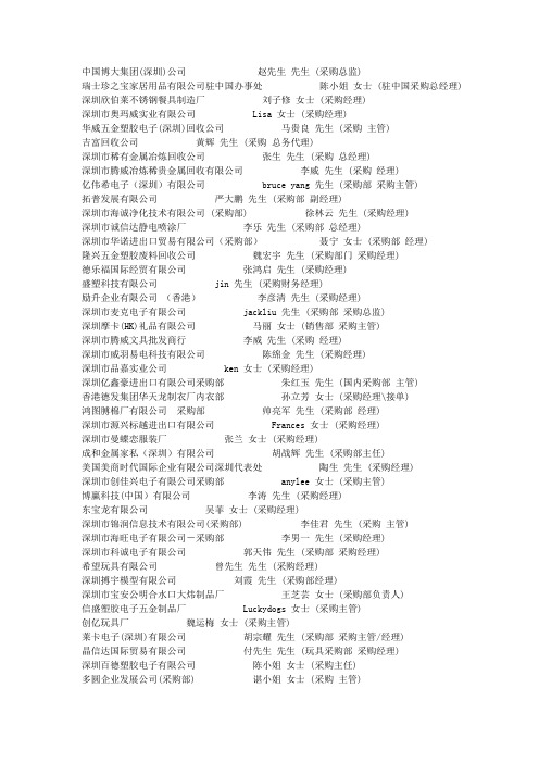 广东深圳采购经理通讯录2