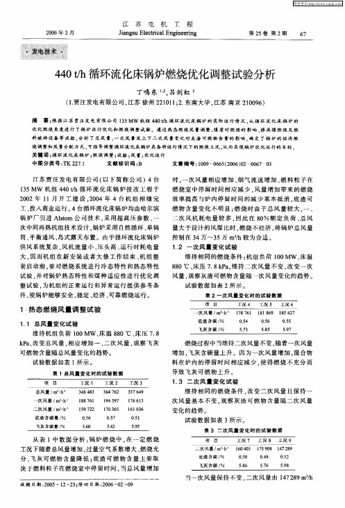 440t／h循环流化床锅炉燃烧优化调整试验分析