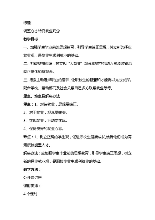调整心态转变就业观念