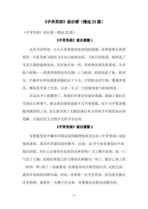 《手斧男孩》读后感(精选23篇)
