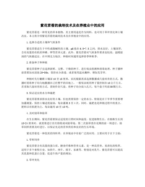 紫花苜蓿的栽培技术及在养殖业中的应用