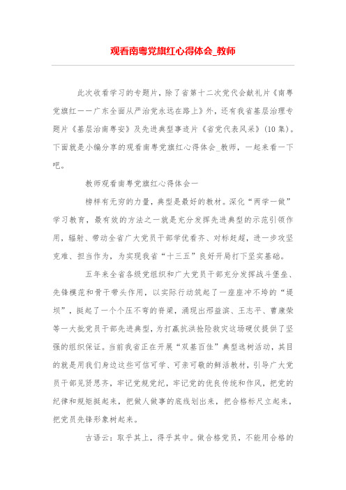 观看南粤党旗红心得体会_教师
