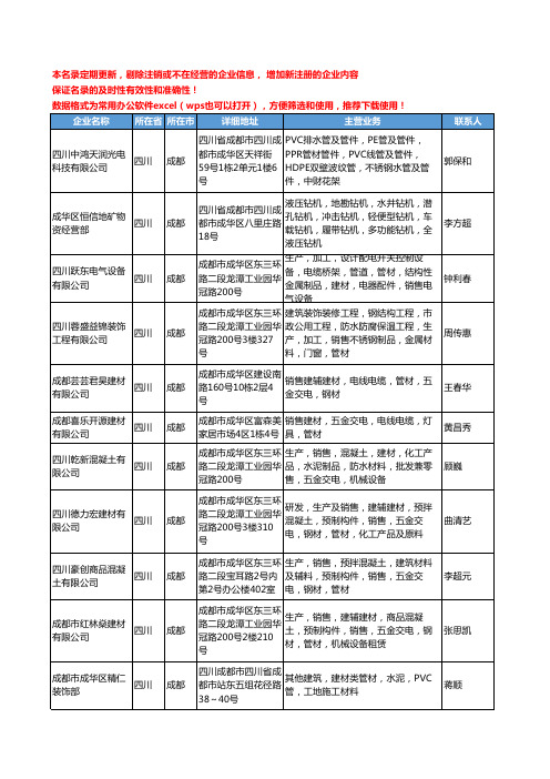 2020新版四川省成都管材工商企业公司名录名单黄页大全418家