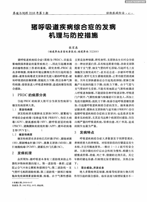猪呼吸道疾病综合症的发病机理与防控措施