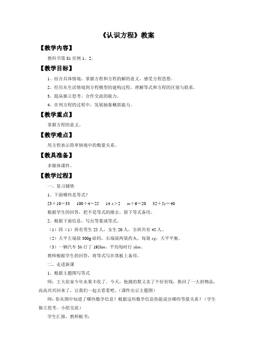 《认识方程》教案