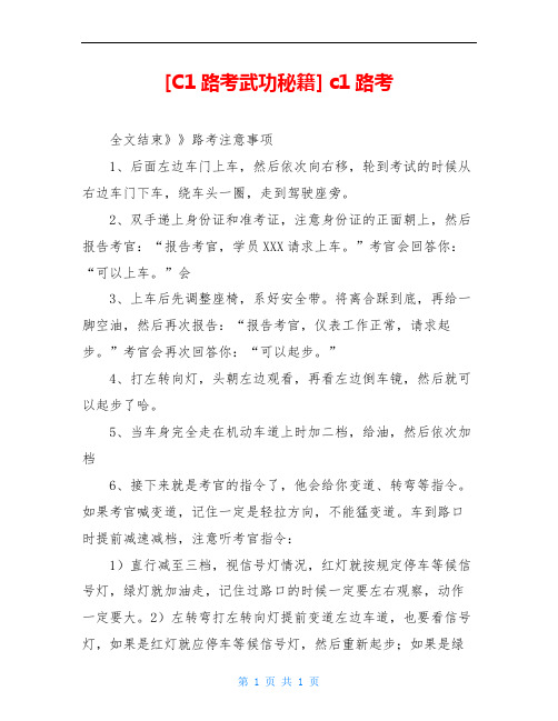 [C1路考武功秘籍] c1路考