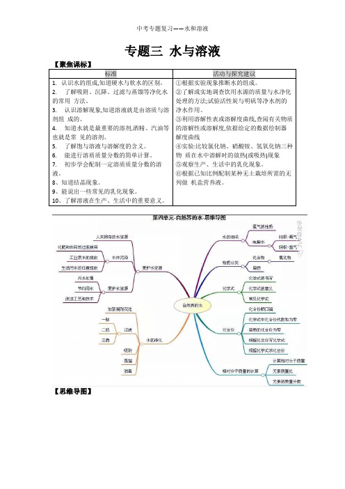 中考专题复习——水和溶液