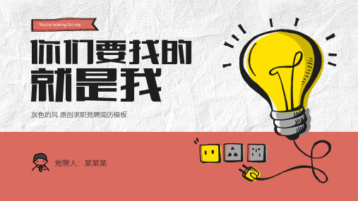 红黄色创意手绘风灯泡主题求职竞聘应聘简历PPT模板