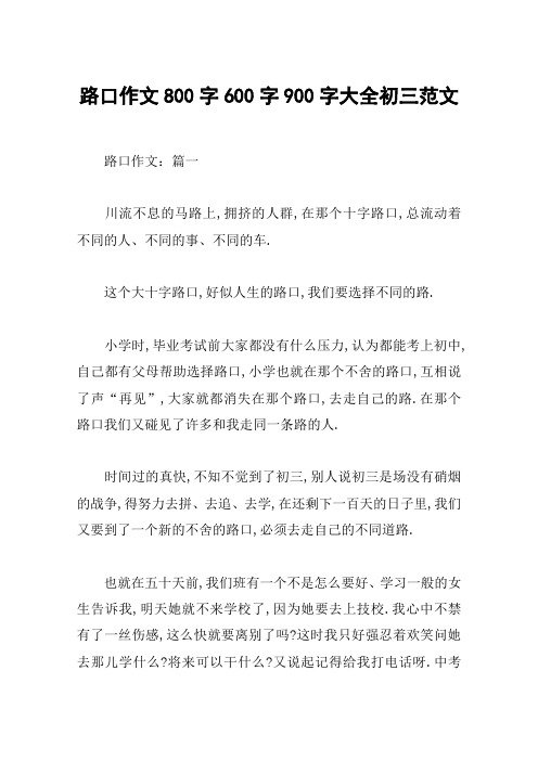 路口作文800字600字900字大全初三范文