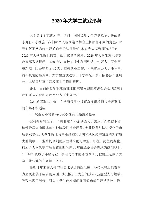 2020年大学生就业形势