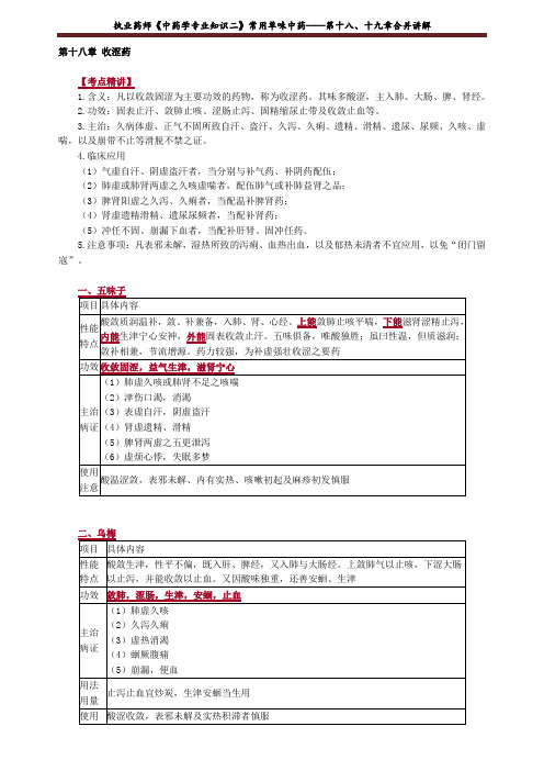 执业药师《中药学专业知识二》常用单味中药——第十八、十九章合并讲解