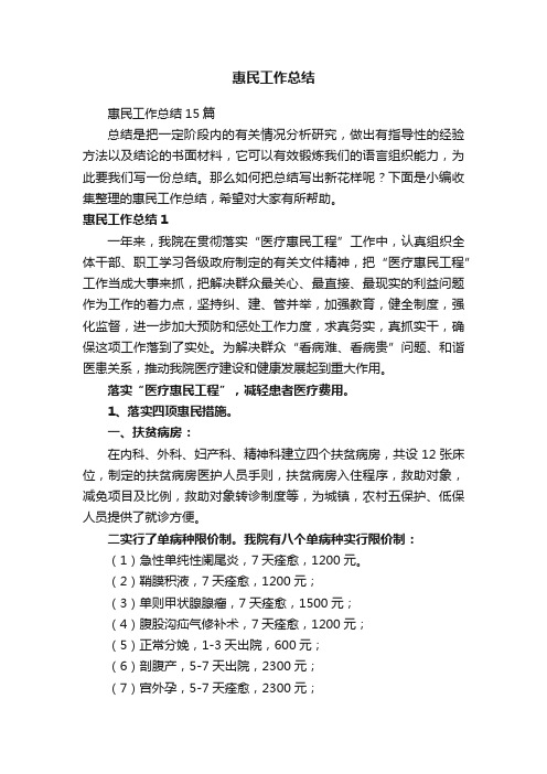 惠民工作总结15篇