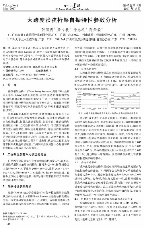 大跨度张弦桁架自振特性参数分析