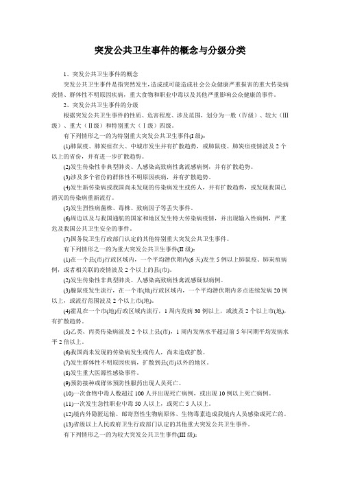 突发公共卫生事件的概念与分级分类