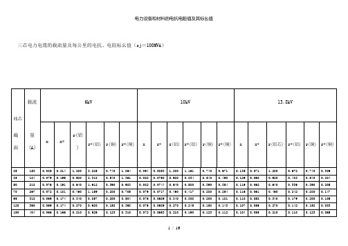 【精品】电力设备和材料的电抗电阻值及其标幺值