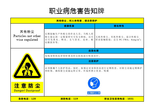 职业病危害告知牌-其他粉尘