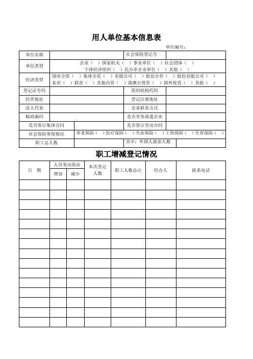 用人单位基本信息表