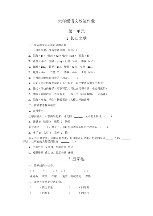 六年级语文效能作业