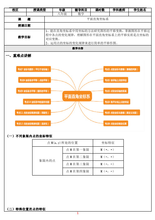 八年级数学上册第十一章平面内点的坐标