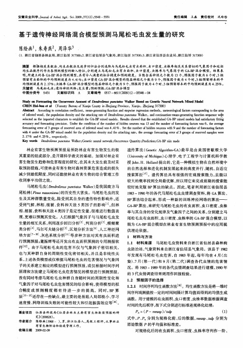 基于遗传神经网络混合模型预测马尾松毛虫发生量的研究