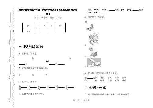 科教版综合精选一年级下学期小学语文五单元模拟试卷A卷课后练习