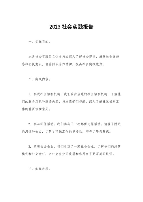 2013社会实践报告