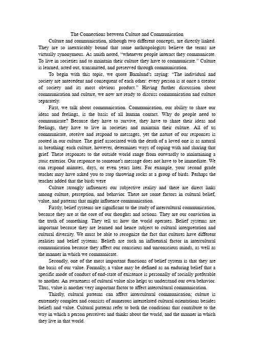 The Connections between Culture and Communication