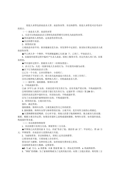 2010司考难点解析：侵犯人身罪