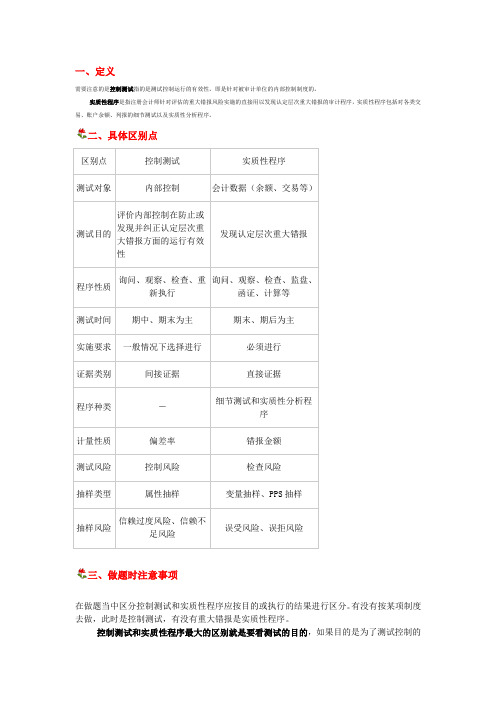 自考审计案例-控制测试和实质性程序