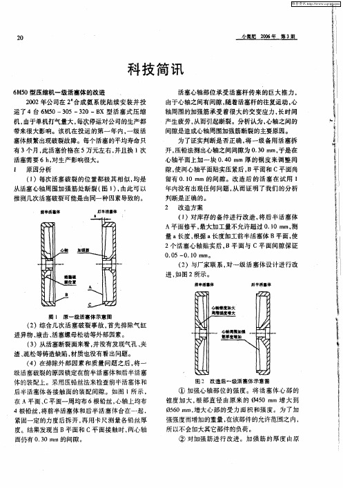 6M50型压缩机一级活塞体的改进