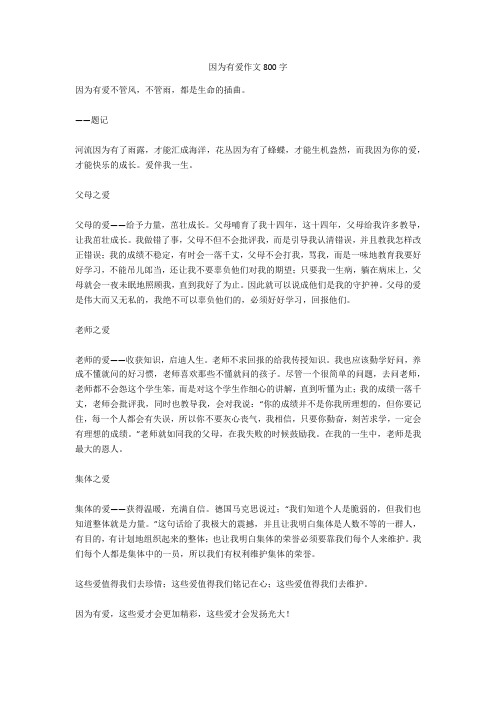 因为有爱作文800字正式版