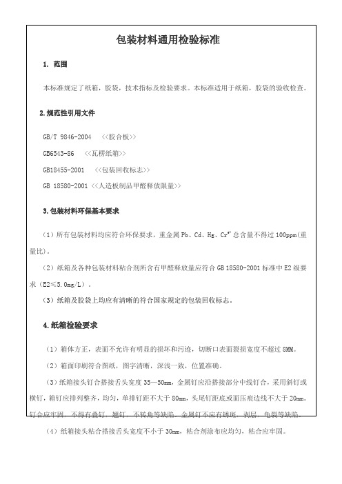 包材检验标准