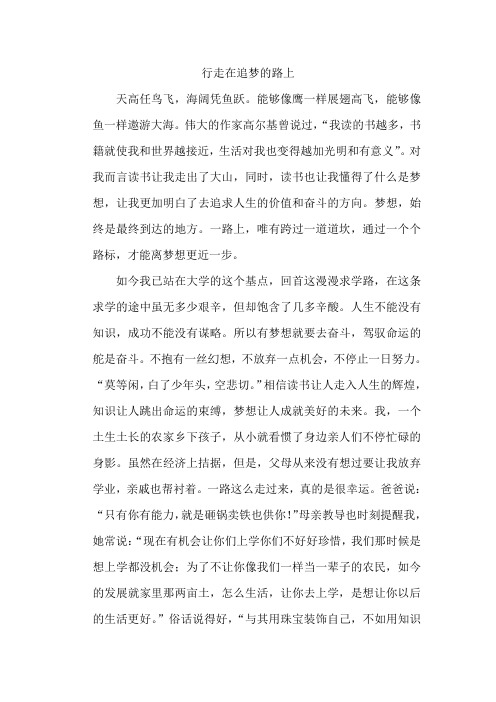 行走在追梦的路上征文