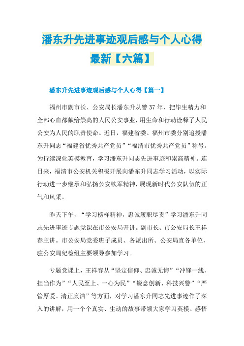 潘东升先进事迹观后感与个人心得最新【六篇】