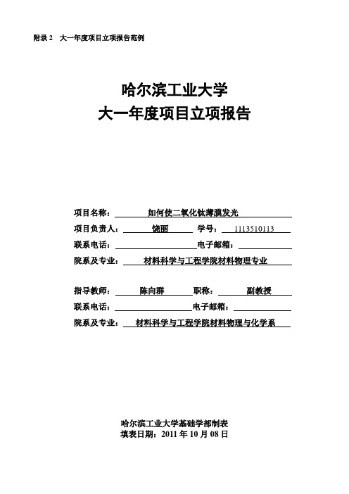 附录2大一年度项目立项报告范例