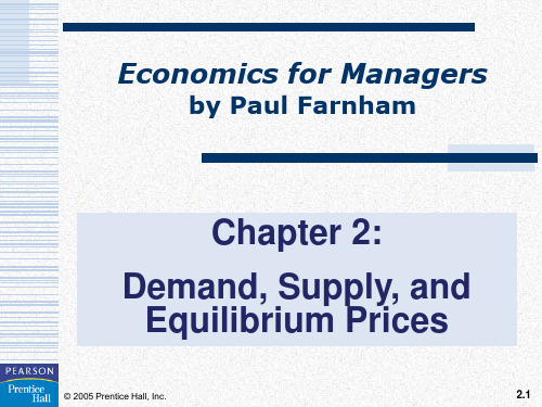 管理经济学(英文)Ch02 Demand, Supply, and Equilibrium Prices