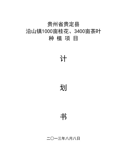 茶业种植项目计划书