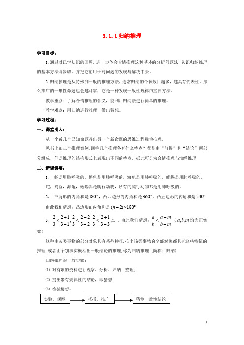高中数学 第三章 推理与证明 3.1 归纳与类比 3.1.1 归